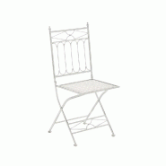 Décoshop26 - Chaise pliable de jardin terrasse balcon design rustique en fer forgé blanc vieilli 10_0003593 - blanc 3000251670141