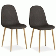 Décoshop26 - Lot de 2 chaises de salle à manger cuisine confortable et moderne en tissu anthracite pieds métal aspect bois CDS06103 - 3000430469603 Décoshop26 - Lot de 2 chaises de salle à manger cuisine confortable et moderne en tissu anthracite pieds métal aspect bois CDS06103 - 3000430469603