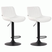 Décoshop26 - Lot de 2 tabourets de bar chaises hautes en PVC blanc coutures verticales support en métal noir 10_0004282 - blanc 3000252022864 Décoshop26 - Lot de 2 tabourets de bar chaises hautes en PVC blanc coutures verticales support en métal noir 10_0004282 - blanc 3000252022864