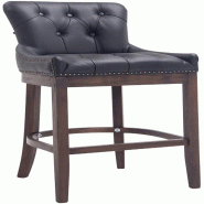 Décoshop26 - Tabouret de bar x1 avec assise en cuir véritable bois véritable cuir noir 10_0005053 - noir Bois massif 3000267084055