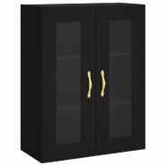Helloshop26 - Armoire murale noire design moderne rangement pratique 69,5 x 34 x 90 cm en bois noir 02_0048611 - noir verre 3000235372801