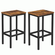Helloshop26 - Lot de 2 chaises de bar tabourets hauts de style industriel pour cuisine salle à manger salon 40 x 30 x 65 cm marron 12_0006199 - 30002