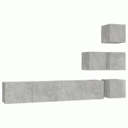 Helloshop26 - Lot de 4 meubles TV muraux design élégant rangement décoratif 80 x 30 x 30 cm en bois d'ingénierie gris béton 02_0055205 - gris Boi