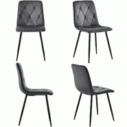 Merax Chaises de salle à manger (lot de 4), design capitonné Chaise, Chaise de salle à manger en velours sergé, Assise en velours, Structure en m�