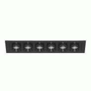 Mini Spot Encastré Led Rectangulaire 6 Lumières Oxo 36 W, 42°, Interrupteur Cct 2700 K/3200 K/4000 K, Noir Mat, Réglable - Beneito & Faure - noir
