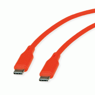 ROLINE Câble USB 2.0, C–C, M/M, silicone, 60W, orange, 1 m_0
