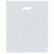 Sac plastique blanc impression fleurs à poignées découpées 40x50+4cm - par 100