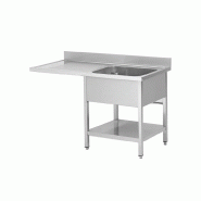 Skyrainbow Caisson de rinçage en acier inoxydable, une cuve à droite, 140 x 60 - inox THSTR146SBR1