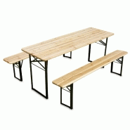 Table et bancs pliants bois 8 places 180cm