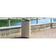 Poubelle publique Up19 - corbeille natura - Novatilu - 90 litres, bois de pin traité autoclave classe 4_1