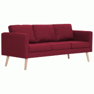 VidaXL Canapé à 3 places Tissu Rouge bordeaux Modèle Borneo - 281364