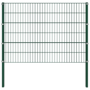 Vidaxl panneau de clôture avec poteaux fer 1,7 x 1,2 m vert 144934
