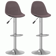 VidaXL Tabourets De Bar Lot De 2 Taupe Tissu - gris 333390_0