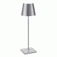 Zafferano Lampe De Table Led Poldina Pro Silver Leaf, Rechargeable Et Dimmable Avec Une Autonomie Allant Jusqu'À 12 Heures - gris 8056300196907