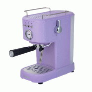 BERGNER - Machine à espresso rétro 15 bars, 1100 W, réservoir de 1,2 L, mousseur à lait et porte-filtre en aluminium et acier inoxydable - violet