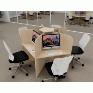 Bureau pour call center 5 places forme marguerite - chêne moyen_0