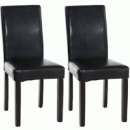 CLP Lot de 2 Chaises de salle à manger Ina similicuir avec pieds en Bois Noir /Marron foncé - noir polyester 181062501 CLP Lot de 2 Chaises de salle à manger Ina similicuir avec pieds en Bois Noir /Marron foncé - noir polyester 181062501