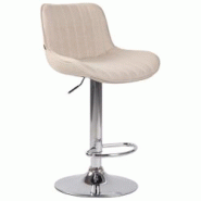 Décoshop26 - Tabouret de bar en tissu crème pieds en métal chromé hauteur réglable et pivotant 10_0000683 - 3000748769600