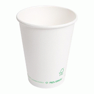 Gobelet boisson chaude Feel Green 100% compostable carton blanc 36cl par 1000
