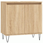 Helloshop26 - Armoire de salle de bain chêne sonoma rangement spacieux 58 x 33 x 60 cm style industriel en bois d'ingénierie 02_0049023 - Bois massi