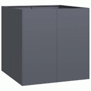 Helloshop26 - Jardinière carrée moderne pour jardin balcon 80 x 80 x 80 cm avec fond ouvert robuste en acier anthracite 02_0051565 - vert acier 3000