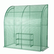Helloshop26 - Serre inclinée de jardin 200 x 100 x 215 cm avec étagère à plantes 3 niveaux et protection solaire en PE vert 20_0020780 - vert 3000