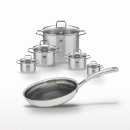 Lot de 5 Faitouts Elo Citrin et Poêle 24 cm Elo Relief Evolution - gris inox 3176239958355