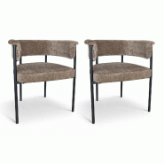 Now's Home - Lot 2 fauteuils table métal noir/tissu coffee 61x52x70cm colette - 3256390254494