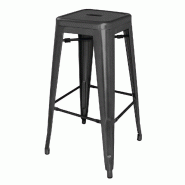Tabourets hauts en acier galvanisé Bistro noirs (lot de 4) | Bolero - DL881