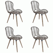 VidaXL Chaises à manger lot de 4 marron rotin naturel Modèle Bellecour Moderne - 246854