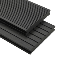 Vidaxl panneaux de terrasse solides et accessoires wpc 15 m² 4 m noir 275697