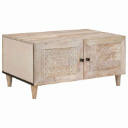 VidaXL Table basse Beige 80 x 50 x 40 cm Bois d'acacia massif Modèle Sirius Terrasse - 4018121