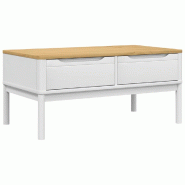VidaXL Table basse FLORO blanc 99x55,5x45 cm bois massif de pin Modèle Élégia Royale - 374018