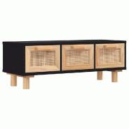 VidaXL Table basse Noir 80x40x30 cm Bois d'ingénierie et pin massif Modèle Riviera Pro - 345619