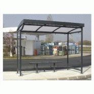 Abri bus new grand lieu / structure en acier / bardage en verre sécurit / avec banquette / 400 x 160 cm