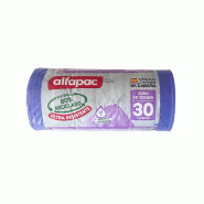 Alfapac - Lot de 20 rouleaux de 15 sacs poubelle « Lavande » 55x60cm 30L à fermeture automatique (Total 300 sacs poubelle) - violet PK7314