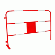 Barrière de chantier en acier galvanisé 1500mm - panneau personnalisable, bandes réfléchissantes