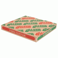 Boite pizza The Pack carton nano micro brun,vert et rouge 24x24x3cm - par 100