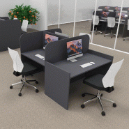 Bureau de call center version double 3 personnes avec poste pour superviseur. - 3 places, Anthracite