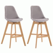 Décoshop26 - Lot de 2 tabourets de bar chaise haute design moderne en velours gris clair 10_0001304 - gris 3000683369606