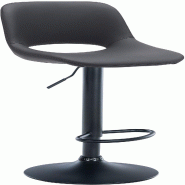 Décoshop26 - Tabouret de bar chaise haute x1 avec repose-pieds en PVC noir piètement métallique noir 10_0004584 - noir métal 3000252186399