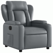 Fauteuil inclinable électrique Gris Similicuir Modèle Fervella - 8721012170216