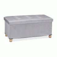 Helloshop26 - Banquette de rangement en velours matelassée 34 x 76 x 38 cm espace de stockage polyvalent style moderne en velours 13_0010924 - Bois m