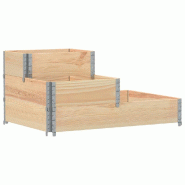 Helloshop26 - Jardinière bac lit surélevé plantes fleurs terrasse jardin à 3 niveaux 120 x 80 cm bois de pin massif marron 02_0039884 - 3000218659424