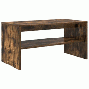 Helloshop26 - Meuble TV double fonction design contemporain salon 80 x 40 x 40 cm en bois d'ingénierie chêne fumé 02_0051232 - Bois massif 30002368_0