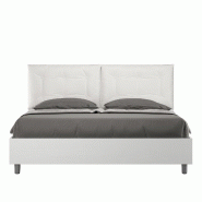 Lit double Egos Annalisa 160x200 en frene blanc avec coussins en similicuir - blanc VE162GANNACNT-01