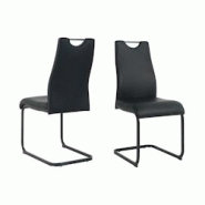 Möbilia Chaises cantilever, lot de 2 | Similicuir | Structure cantilever | L 42 x P 56 x H 98 cm | noir – noir - noir multi-matériau 21020058 Möbilia Chaises cantilever, lot de 2 | Similicuir | Structure cantilever | L 42 x P 56 x H 98 cm | noir – noir - noir multi-matériau 21020058