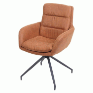 Mendler Chaise de salle à manger HWC-K32, chaise de cuisine, pivotante Position Auto, tissu MVG ~ aspect daim brun - marron textile 89658