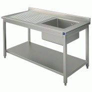 Plonge inox avec 1 bac à gauche et étagère inférieure 1000x600 mm - PGLA0002