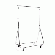 Portant pliable chromé 100x150 cm - Hauteur fixe - Roulettes Ø 60mm avec frein